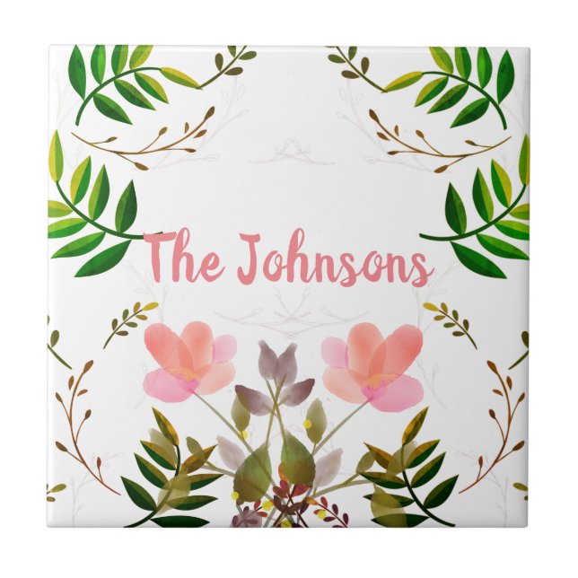 Fronter, Löv och blommor Kakelplatta (Framsidan)