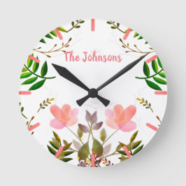 Fronter, Löv och blommor Rund Klocka