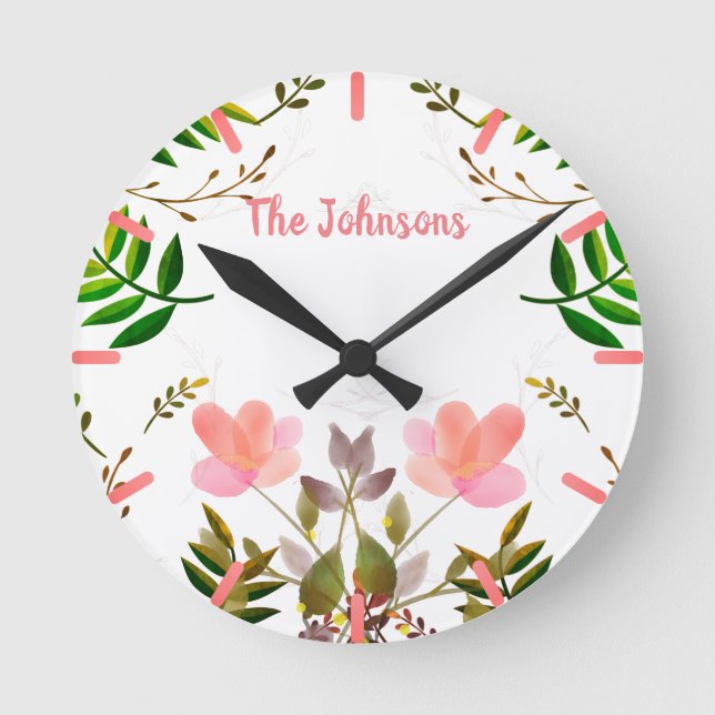 Fronter, Löv och blommor Rund Klocka (Framsida)