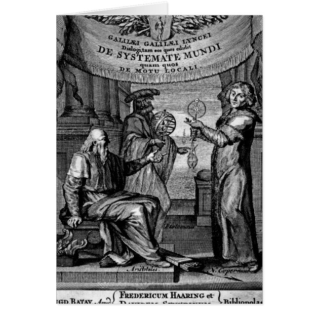 Frontispiece av 'Dialogus De Systemate Mundi' Hälsningskort (Framsidan)