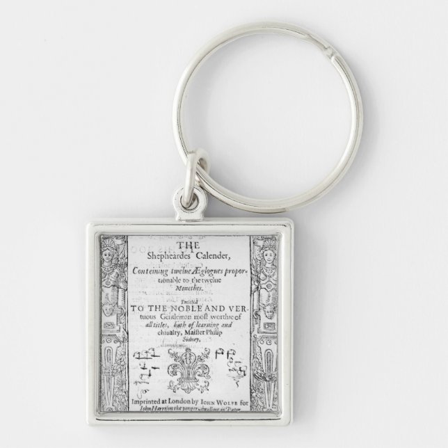 Frontispiece av 'Shepeardsen Calendar Fyrkantig Silverfärgad Nyckelring (Framsidan)