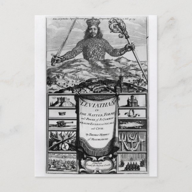 Frontispiece av Thomas Hobbes av Malmesbury Vykort (Framsida)