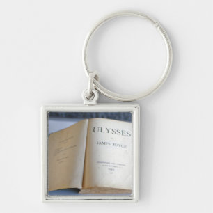 Frontispiece av "Ulysses" vid James Joyce Fyrkantig Silverfärgad Nyckelring