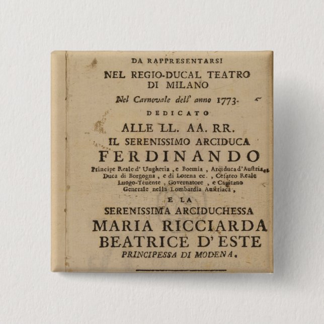 Frontispiece från Mozarts 'Lucio Silla Knapp (Framsida)