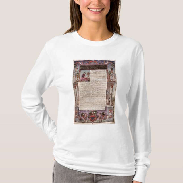 Frontispiece som bokar I-visning en sida av text Tee Shirt (Framsida)