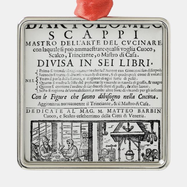 Frontispiece som lagar mat boken av Bartolomeo Julgransprydnad Metall (Framsidan)