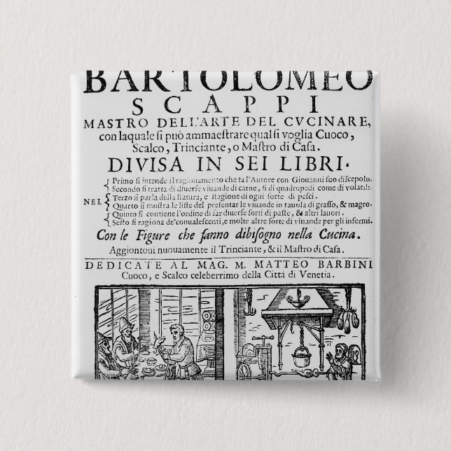 Frontispiece som lagar mat boken av Bartolomeo Knapp (Framsida)