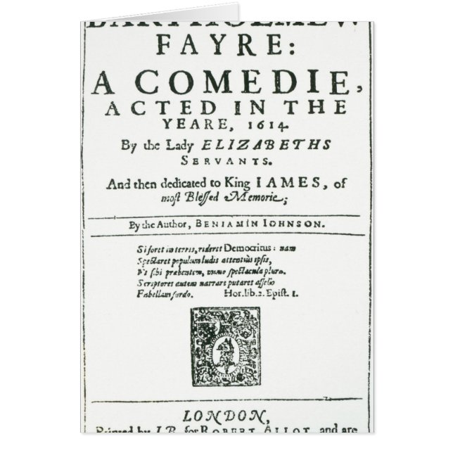 Frontispiece till 'Bartholomew Fair Hälsningskort (Framsidan)