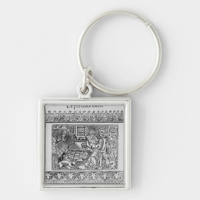 Frontispiece till den första boken av Utopia Fyrkantig Silverfärgad Nyckelring (Framsidan)