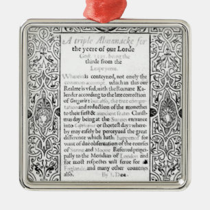 Frontispiece till en romersk kalender, 1591 julgransprydnad metall