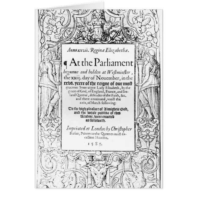 Frontispiece till ett konto av parlamentet hälsningskort (Framsidan)