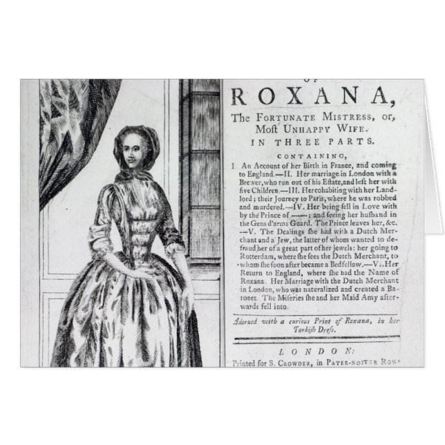 Frontispiece till 'Roxana, det gynnsamt Hälsningskort (Framsidan Horizontal)