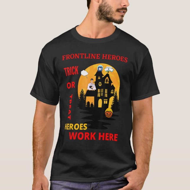 Frontline Heroes Bus eller godis Heroes arbetar hä T Shirt (Framsida)