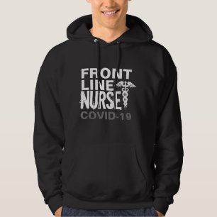 Frontline Nurse Covid 19 Medicinsk Caduceus Black Hoodie