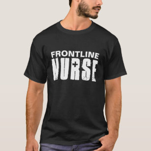 Frontline Nurus Typografi Svartvit T Shirt