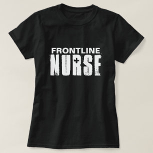 Frontline Nurus Typografi Svartvit T Shirt