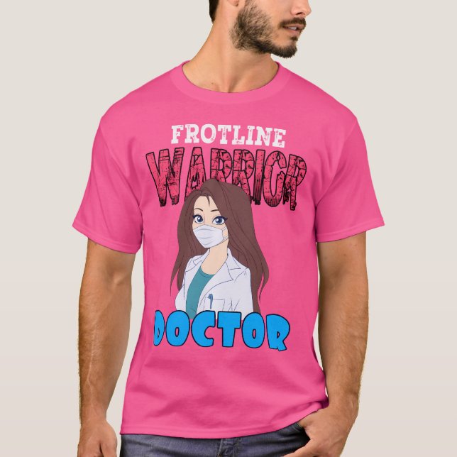 Frontline Warrior Doktor Anime Girl Ansikte Mask D T Shirt (Framsida)