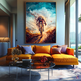 Frontvänd cyklist - Dynamic Sports Art Cycling Canvastryck