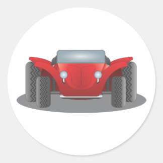 Frontvänd röd och svart tunn buggy runt klistermärke