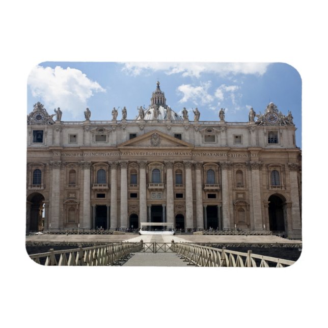 Frontvy av St Peter's Basilica, Vatican. Magnet (Horisontell)