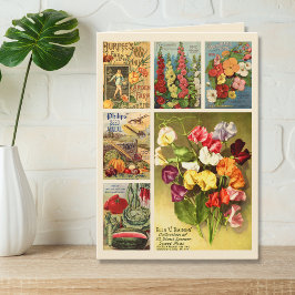 Fröpaketkollage Vintage Flower Farm Folm Anteckningskort