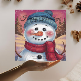 Frossa Snögubbe Flat Helgdag Card Julkort