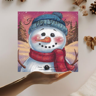 Frossa Snögubbe Flat Helgdag Card Julkort