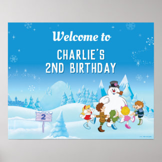 Frossa Snögubbe™ Winter Birthday Välkomstskylt Poster