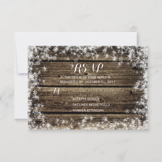 Frost Bita Barn Wood Rustic Winter Wedding OSA Kort (Framsida)