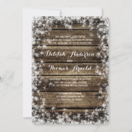 Frost Bita Barn Wood Winter Wedding bjudande Inbjudningar