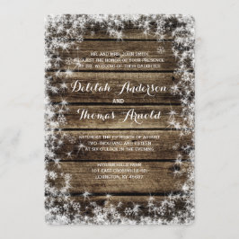 Frost Bita Barn Wood Winter Wedding bjudande Inbjudningar