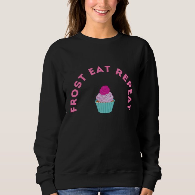 Frost Eat Repeat Cupcake Design T Shirt (Framsida)