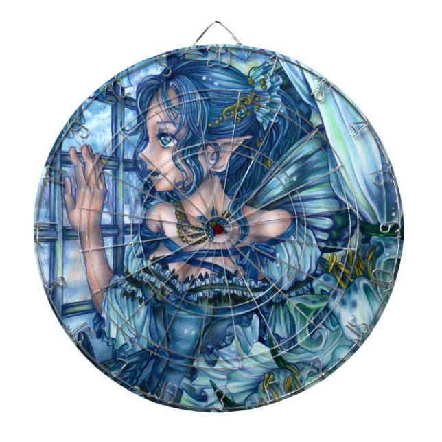 Frost Fairy Girl View of a Sapphire Winter Darttavla (Framsidan)