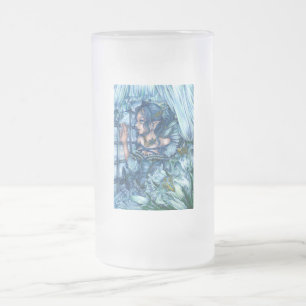 Frost Fairy Girl View of a Sapphire Winter Frostat Ölglas