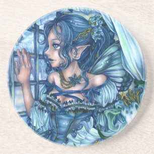Frost Fairy Girl View of a Sapphire Winter Underlägg