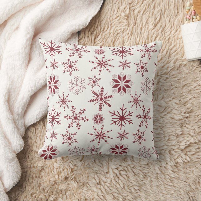 Frost & Flourish Snöflingor – Crimson Kudde (Filt)
