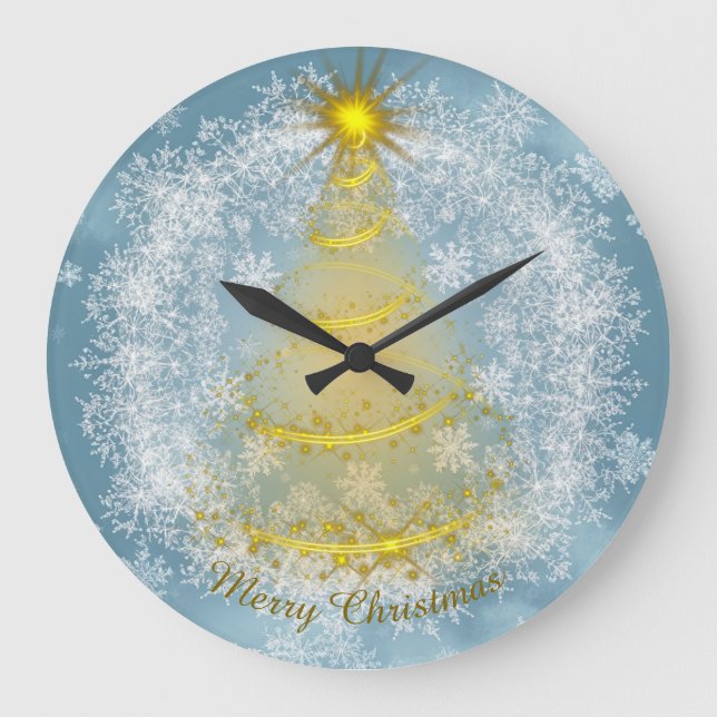 Frost & Glow Holiday Clock – Snowflake Wall Clock Stor Klocka (Framsida)