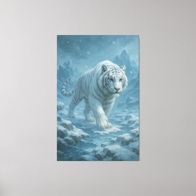 Frost King White Tiger – Majestic Icy Guardian Wal Canvastryck (Framsida)