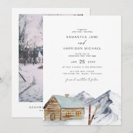 FROST Mountain Ski Cabin Snowy Winter Wedding Inbjudningar