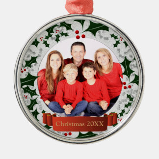 Frost och Holly Wandeand Photo Ram Julgransprydnad Metall