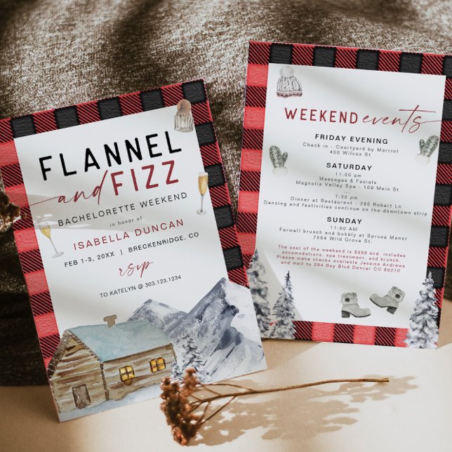 FROST Red Flanals & Fizz Winter Bachelorette Invit Inbjudningar (Skapare uppladdad)
