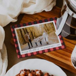 FROST Rustic Red Flannel Foto Julkort Inbjudningar