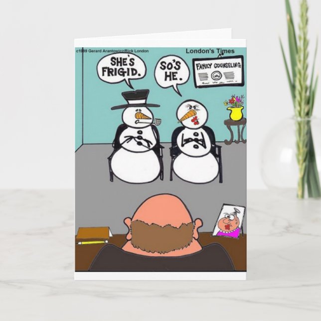 Frost Snögubbe & frun Frigid Funny Tees Mugg Helgkort (Framsida)