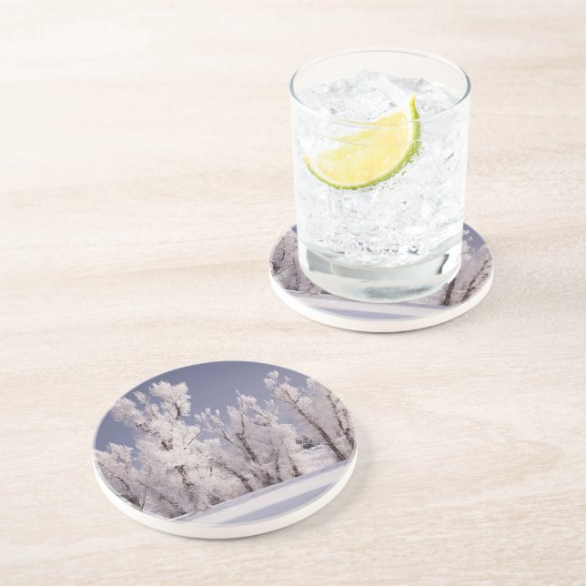 Frost täckt träd och staket, Colorado Underlägg Sandsten (Sidan)