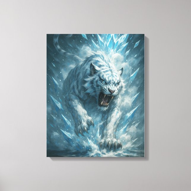Frost Vit Tiger – Kejsare av det frusna riket –  Canvastryck (Framsida)