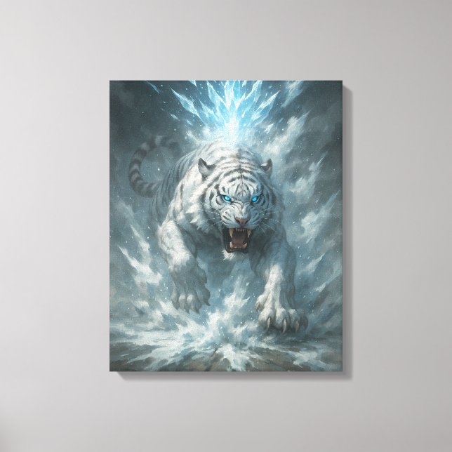 Frost Vit Tiger – Kejsare av det frusna riket –  Canvastryck (Framsida)