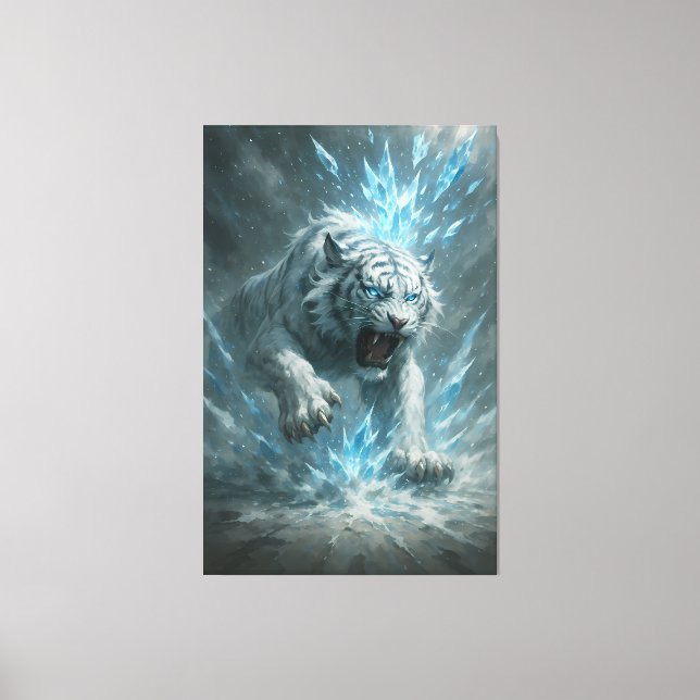 Frost White Tiger – Emperor of the Frozen Realm –  Canvastryck (Framsida)