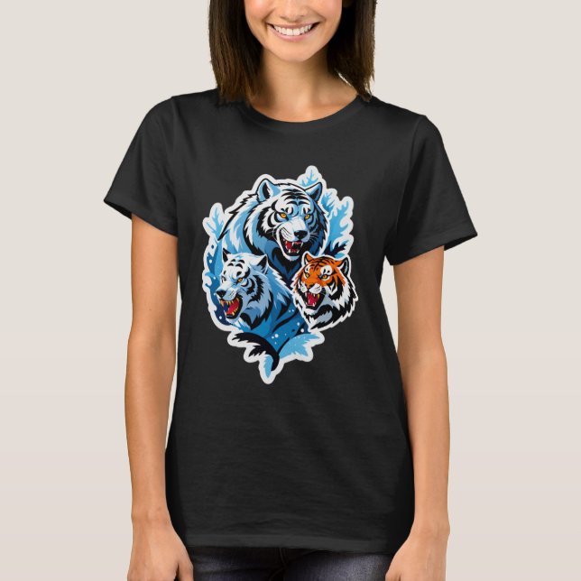 Frost Wolf & Tiger – Is och Kraft T Shirt (Framsida)