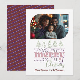 Frostad Berry Modern Retro Doodle Jul Foto Julkort