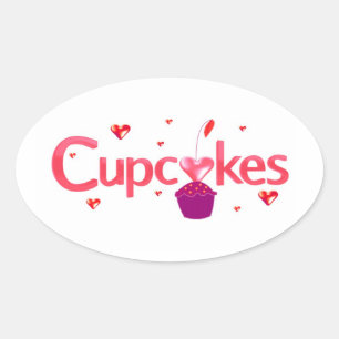 Frostad Cupcake-skylt Ovalt Klistermärke